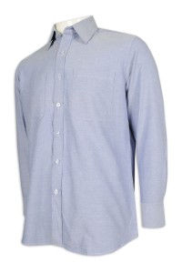 R292 設計男裝淨色恤衫 寬鬆 工作服 CVC加厚 65%棉 35%滌 恤衫製造商
